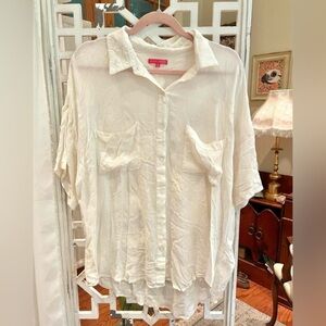 Z Supply Resort wear cream Button-Front Swim Coverup Shirt